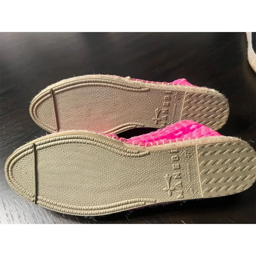 Manebi Made In‎ Spain Women's Pink Espadrille Flats Slip-On Casual Shoes New